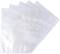 Five transparent vacuum sealer bags, slightly overlapping, on a white background. Suitable for food preservation.