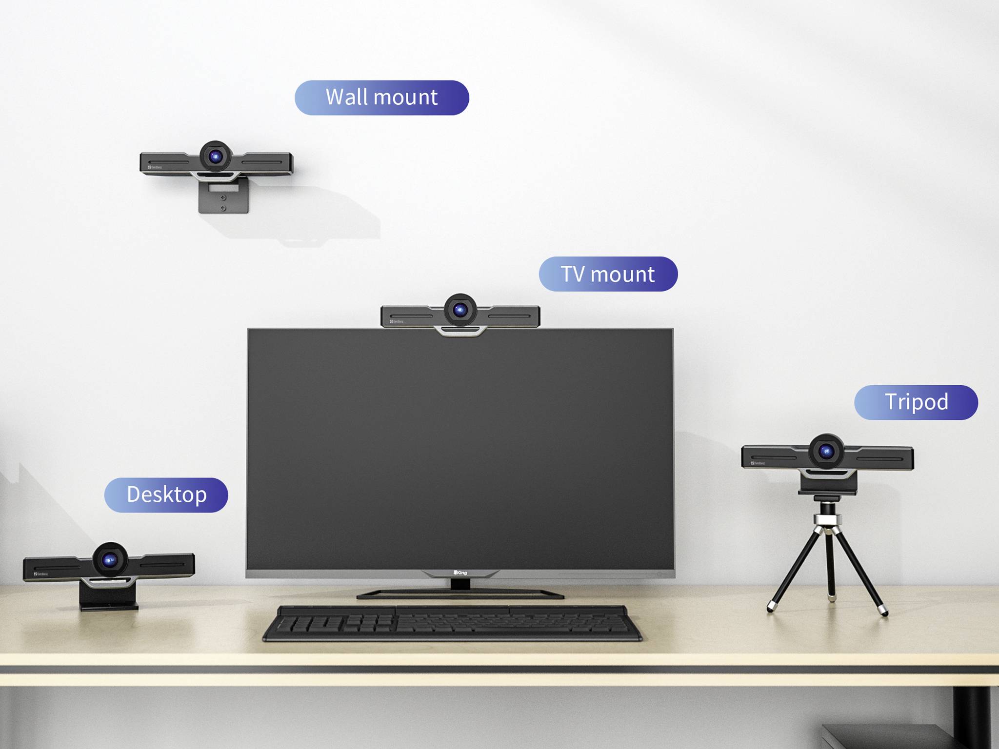 Sandberg ConfCam EPTZ 1080P HD Remote Full HD webcam 1920 x 1080 Pixel Stand-2