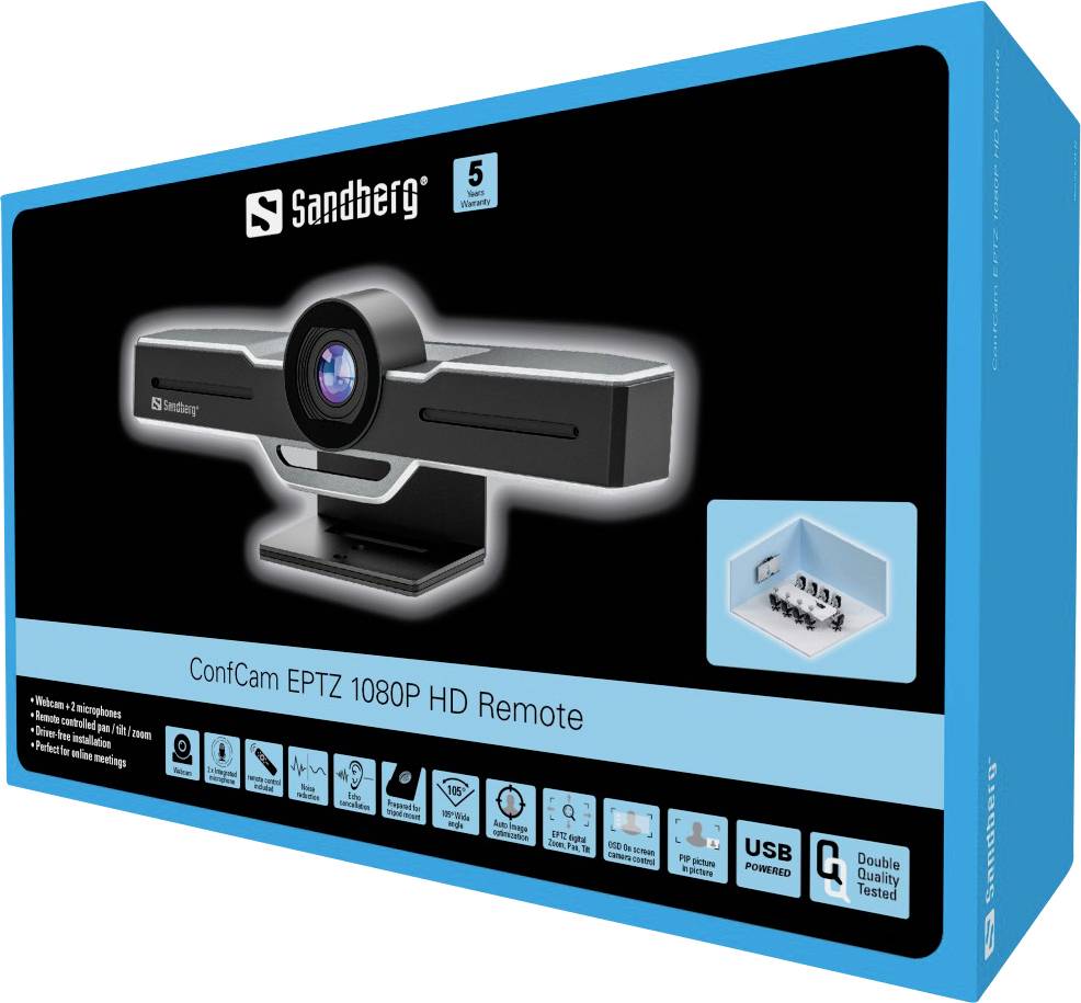 Sandberg ConfCam EPTZ 1080P HD Remote Full HD webcam 1920 x 1080 Pixel Stand-4