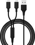 USB charging cable with two micro USB ports, 120cm, black