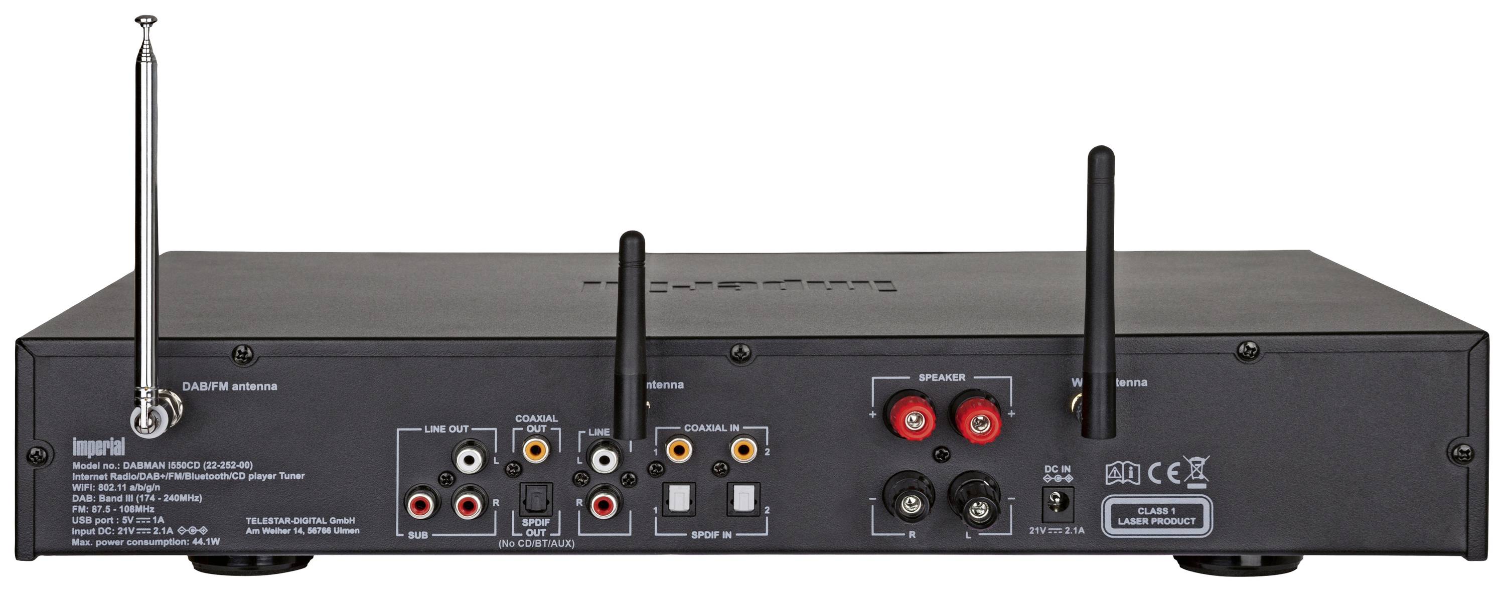 Imperial DABMAN i550CD Network stereo receiver 2x42 W Black Bluetooth®, DAB+, Internet radio , USB, Wi-Fi-2