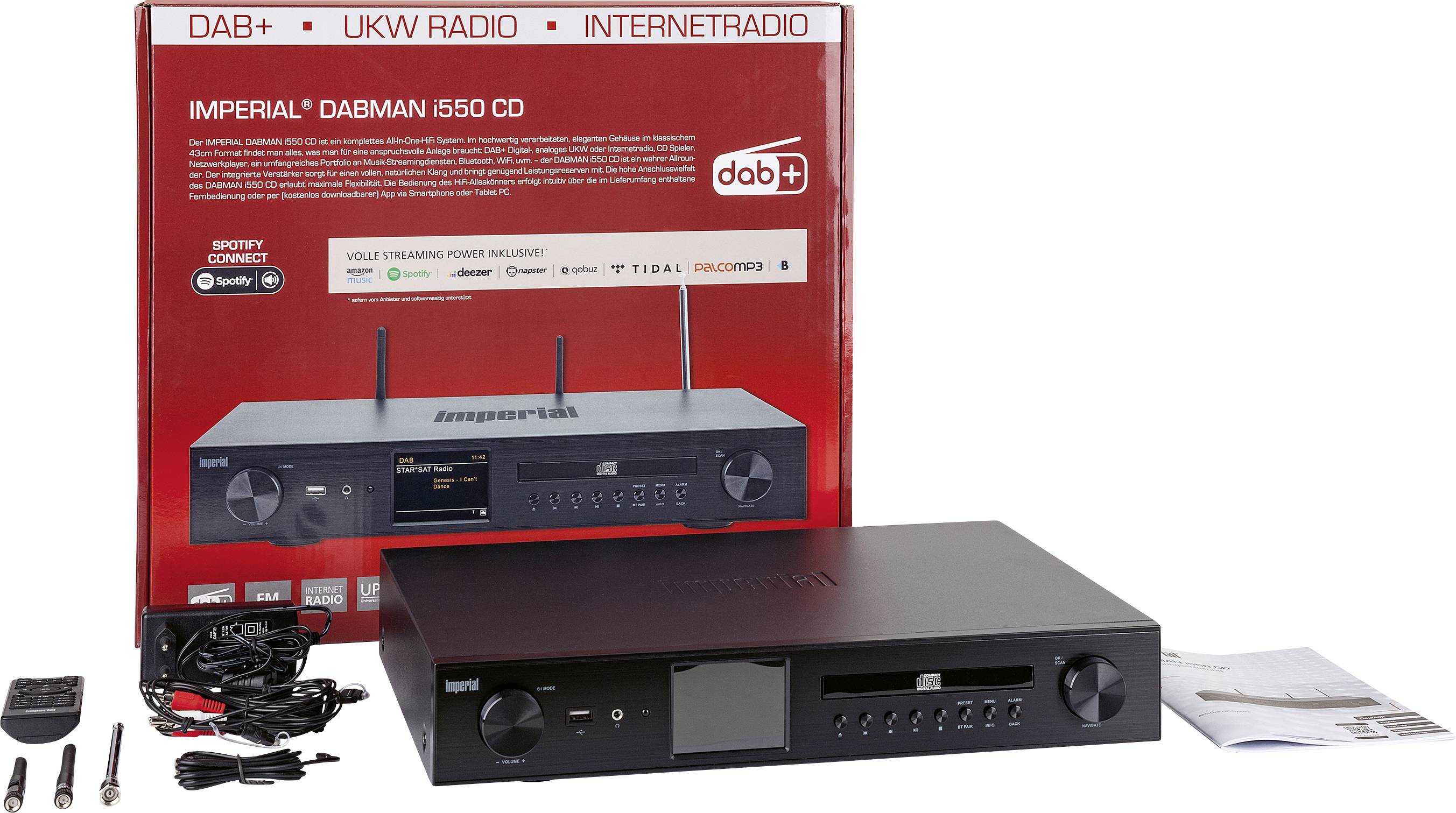Imperial DABMAN i550CD Network stereo receiver 2x42 W Black Bluetooth®, DAB+, Internet radio , USB, Wi-Fi-4