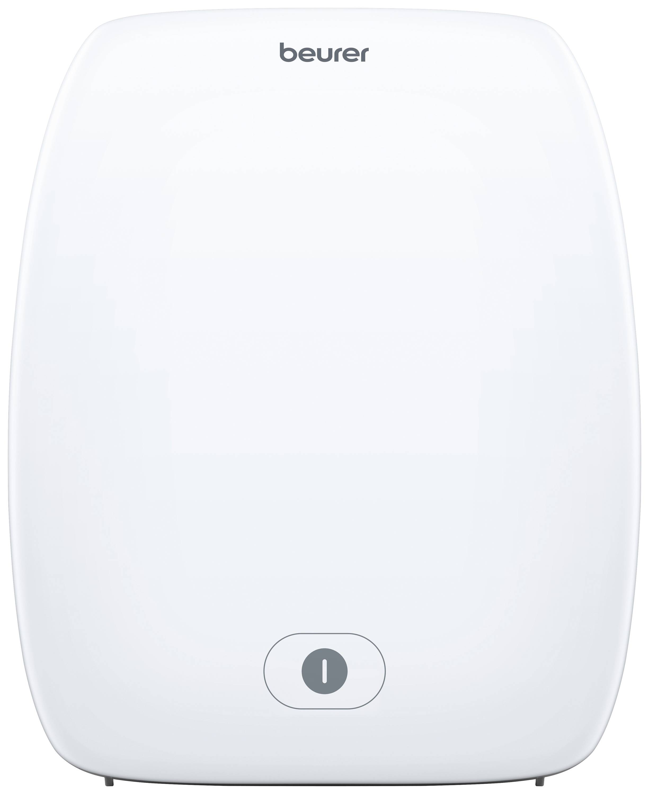 A white light therapy device with the 'beurer' inscription on top, suitable for use to improve mood on dark days.