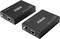 Two black digital-to-analogue converters with connections and LED indicators, used for converting HDMI signals.