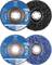 Two polishing discs by the brand 'PFERD', black on top, blue on bottom, labelled 'POLICLEAN-DISC PCLD 115-13'.