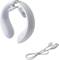 White, curved neck massage device made of plastic with USB cable.
