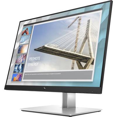 A computer monitor displaying an image of a modern bridge with the text 'PROMOTE SYNERGY', surrounded by smaller architectural motifs.