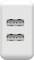 'Dual USB Wall Socket, suitable for simultaneously charging two devices. Modern, white design.'