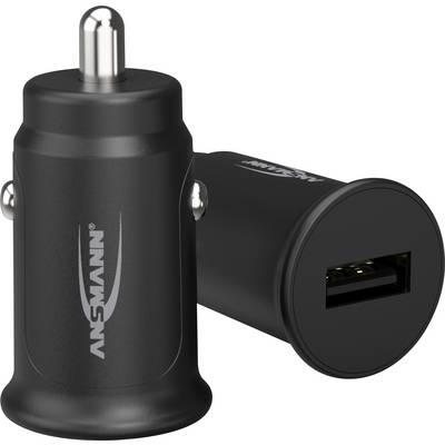 A black car charger by Ansmann with a USB port, perfect for charging devices in a vehicle.