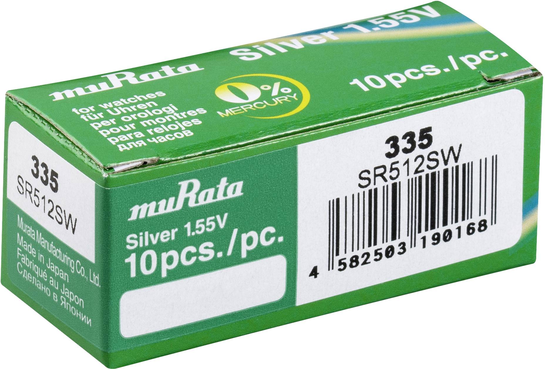 Murata SR512SW-PBWW Button cell 335 Silver oxide 8.3 mAh 1.55 V 10 pc(s)-0