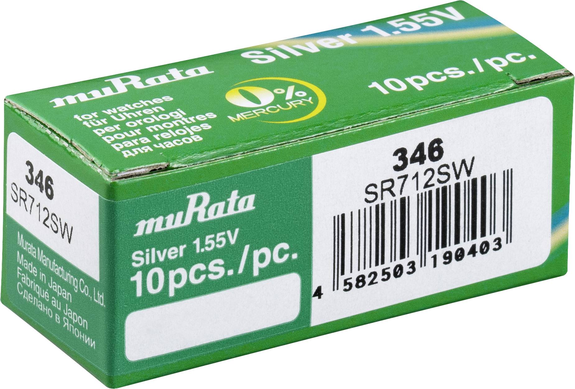 Image of Murata SR712SW-PBWW Button cell 346 Silver oxide 9.5 mAh 1.55 V 10 pc(s)