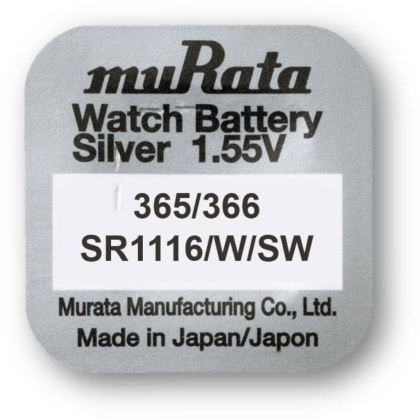 Murata Button cell 366 1.55 V 10 pc(s) 30 mAh Silver oxide SR1116-PBWW-1