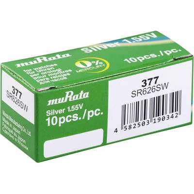 Murata SR626SW-PBWW Button cell SR66, SR626 Silver oxide 26 mAh 1.55 V 10 pc(s)