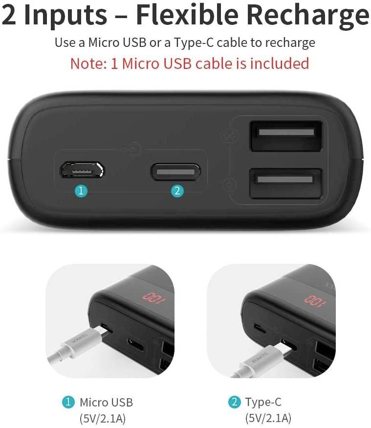 Romoss Ares 10 Power bank 10000 mAh Fast Charge Li-ion Black Status display-3