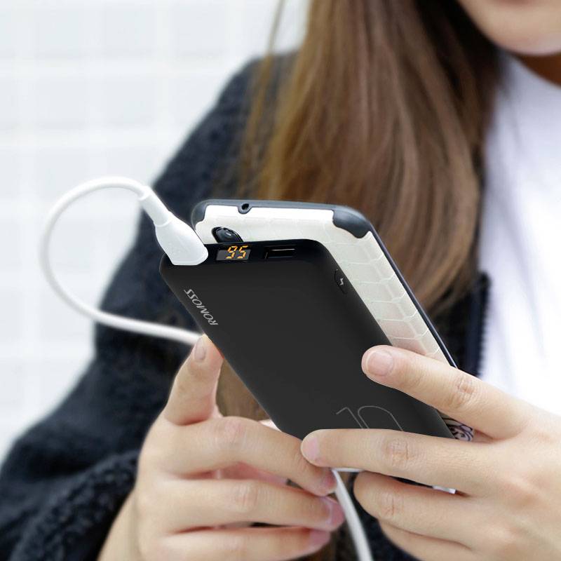 Romoss PSP10 Power bank 10000 mAh Fast Charge Li-ion Black Status display-5