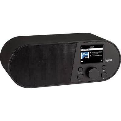 Digital radio with a black casing, buttons and display, showing 'RADIO BOX!' as the current station.