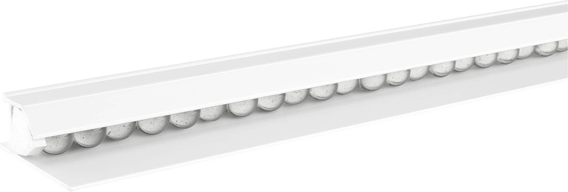 A white, elongated LED light with multiple round lenses arranged along the underside, providing uniform illumination.