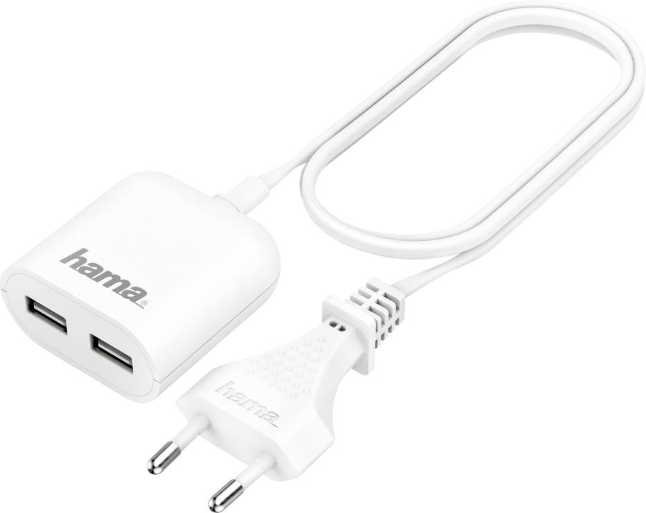 Hama 00133750 USB charger 12 W Mains socket Max. output current 2.4 A USB 2.0 port A, USB 2.0 port B No. of outputs: 2 x-3