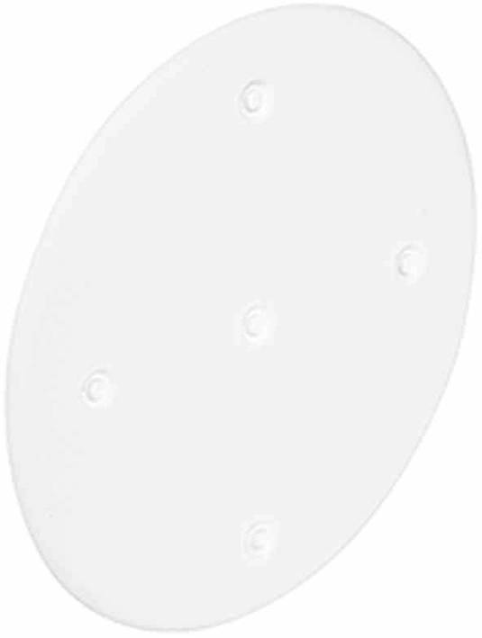 Simple, round, white lid with five fixing points, likely used for a container or tube.
