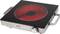 Electric hob with red heating surface and temperature control. Suitable for cooking with pots and pans.