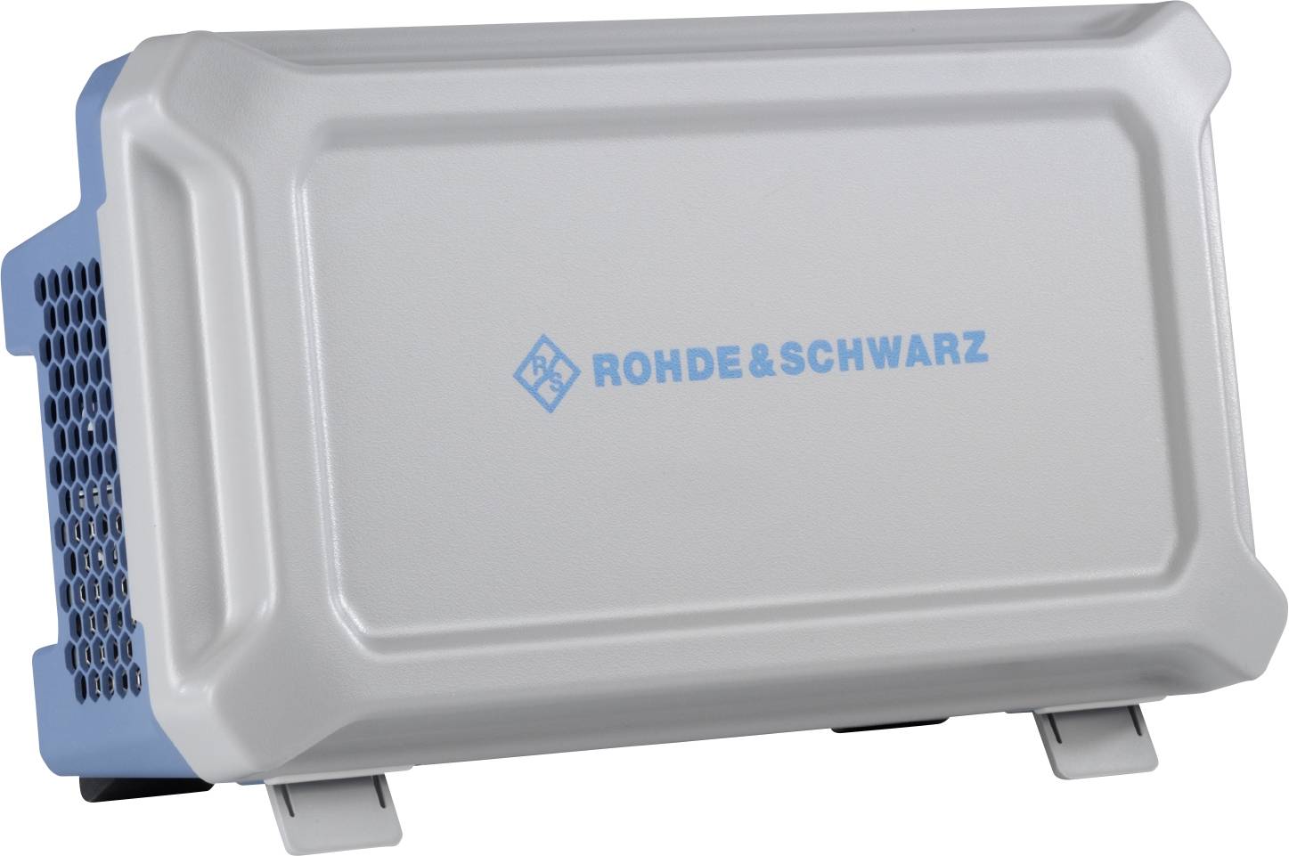 A white, rectangular enclosure from Rohde & Schwarz, with the blue company logo in the centre.