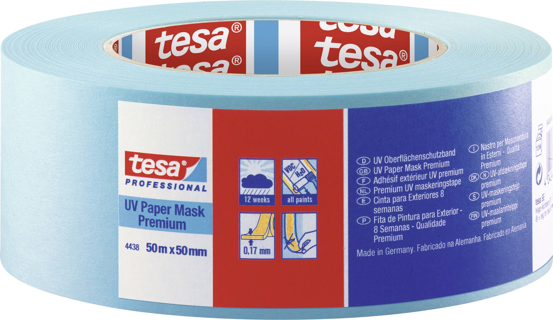 tesa PREMIUM 04438-00064-00 Masking tape tesakrepp® Blue (L x W) 50 m x 50 mm 1 pc(s)