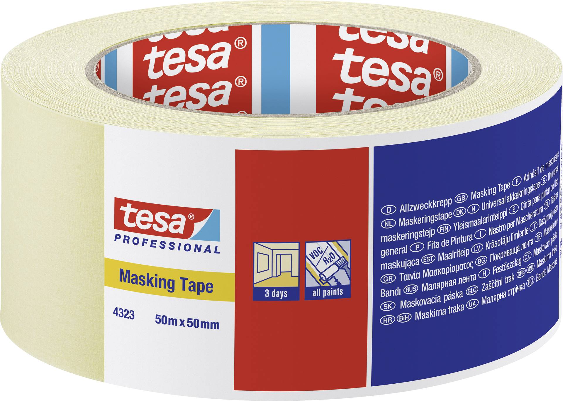 tesa STANDARD 04323-00044-00 Masking tape tesakrepp® Beige (L x W) 50 m x 50 mm 1 pc(s)