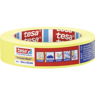 tesa PRECISION 04334-00001-00 Masking tape Präzisionskrepp® Yellow (L x W) 50 m x 25 mm 1 pc(s)