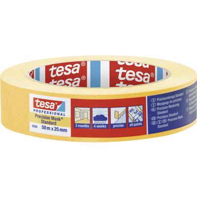 tesa PRECISION STANDARD 04344-00003-00 Masking tape Präzisionskrepp® Yellow (L x W) 50 m x 25 mm 1 pc(s)