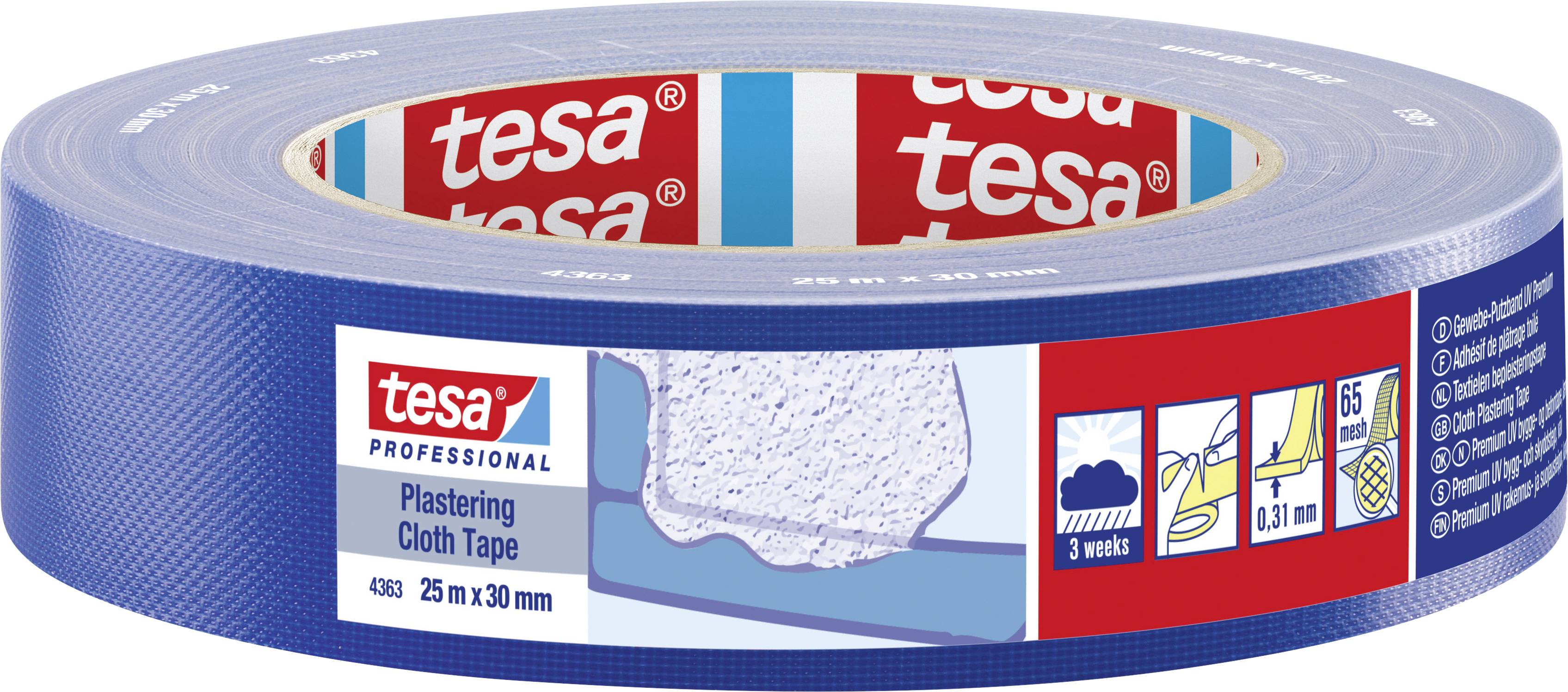 tesa 04363-00002-02 Plastering tape tesa® Professional Blue (L x W) 25 m x 30 mm 1 pc(s)