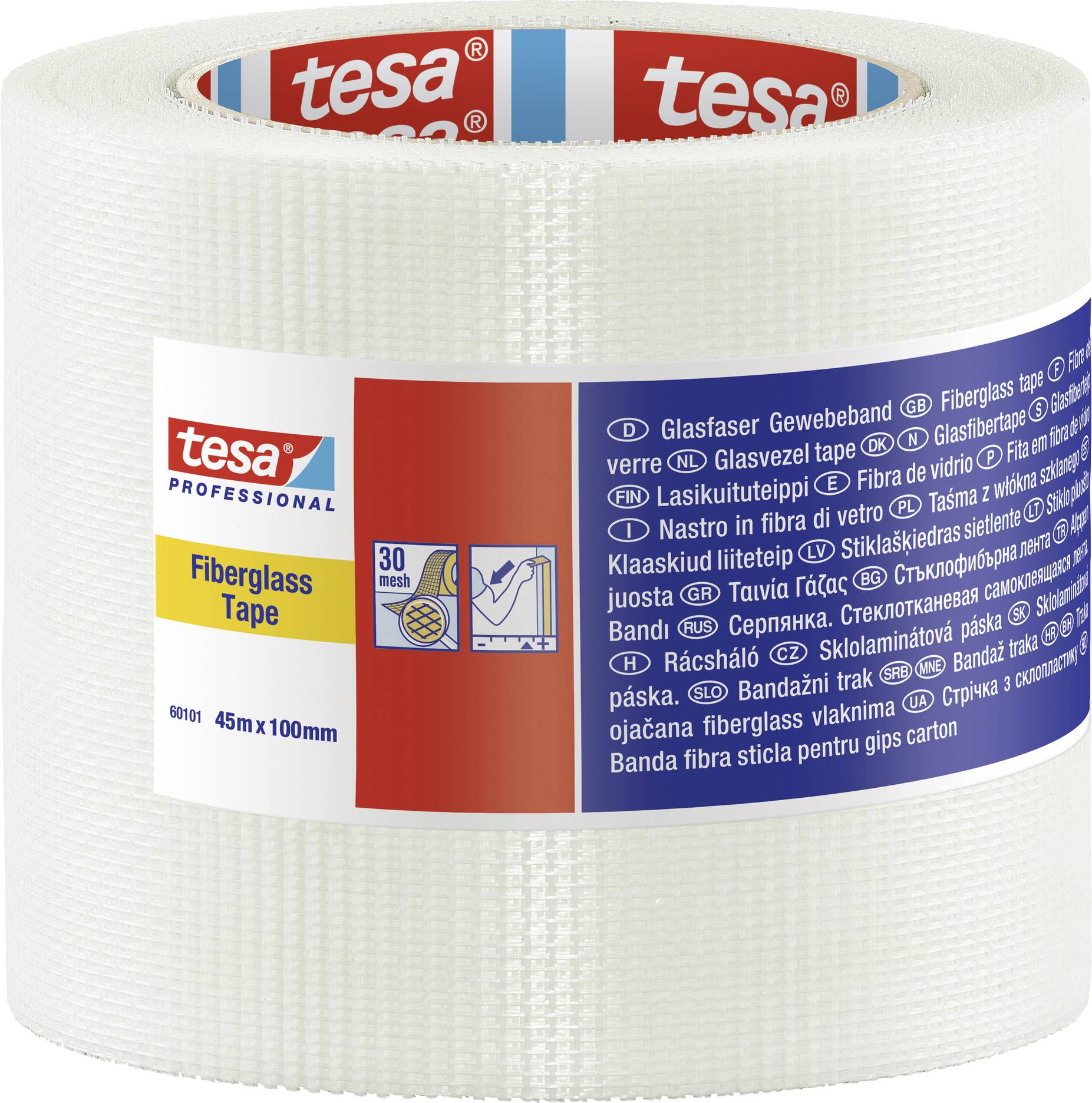 tesa 60101-00003-00 Cloth tape tesa® Professional White (L x W) 45 m x 10 cm 1 pc(s)