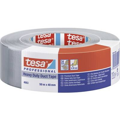 Roll of silver adhesive tape 'tesa Professional Heavy Duty Duct Tape', 50 m x 48 mm, highly durable, for various applications.