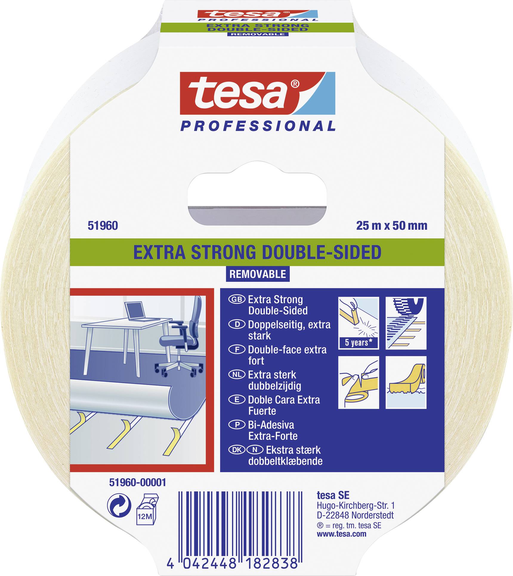tesa EXTRA STRONG 51960-00001-11 Gaffer tape tesa® Professional Translucent (L x W) 25 m x 50 mm 1 pc(s)