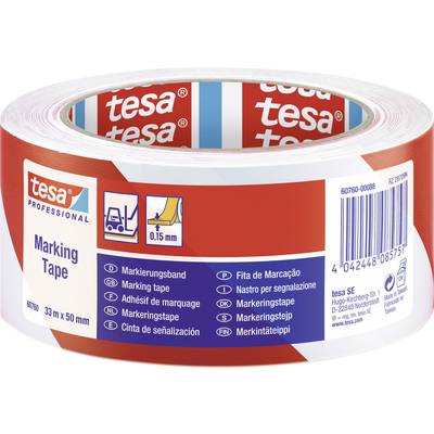 tesa Tesa 60760-00088-15 Floor marker tape tesa® Professional Red/white (L x W) 33 m x 50 mm 1 pc(s)
