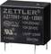 Black relay with label 'Zettler AZ7709T-1AE-12DEF', electrical specifications and certification logos on the surface.
