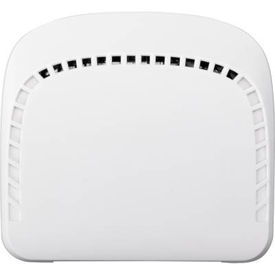 A white, rectangular router with side ventilation slots.