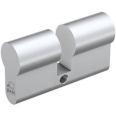 Silver double cylinder with BASI logo, used for locking systems.
