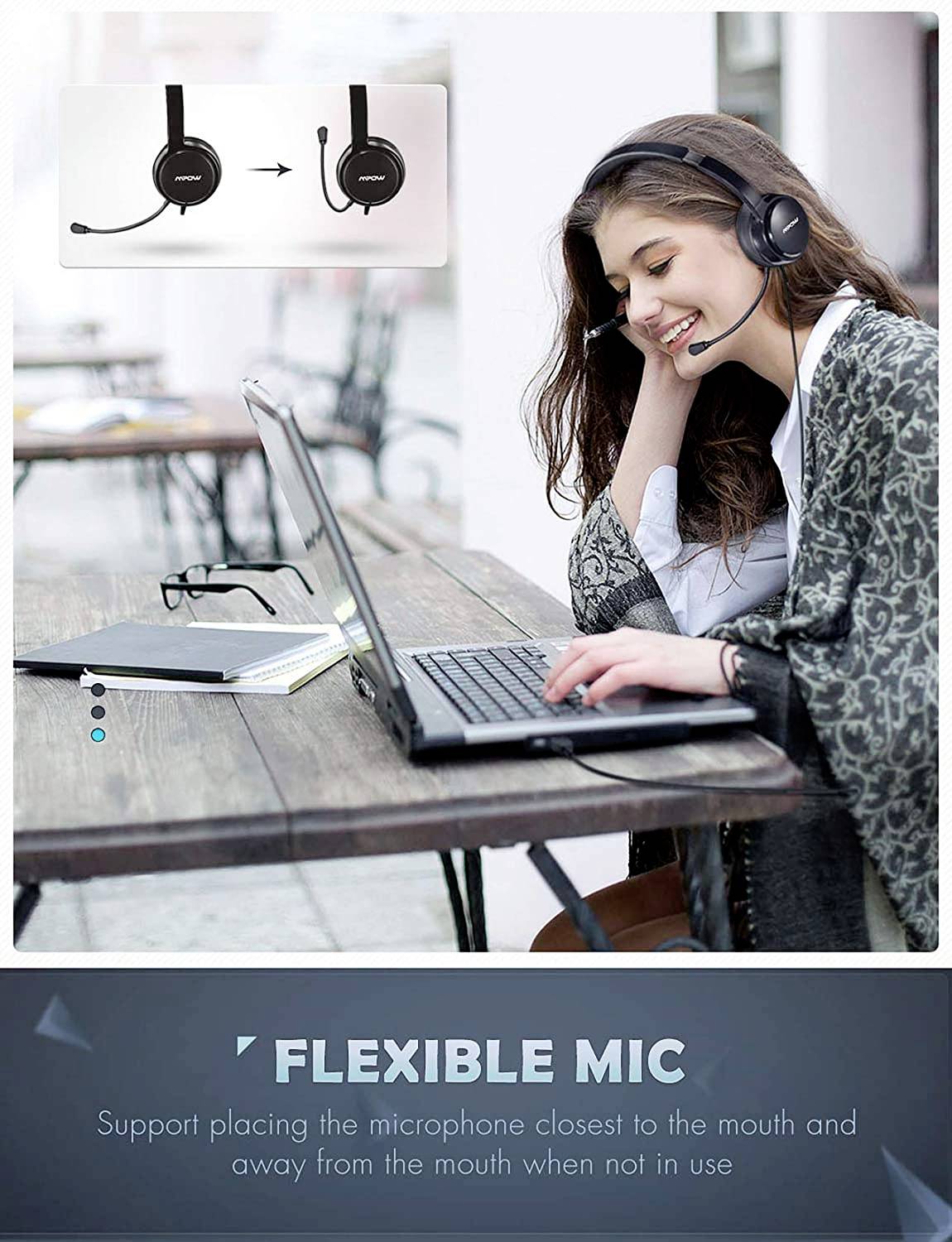 Mipow 071 PC On-ear headset Corded (1075100) Stereo White Microphone noise cancelling Volume control, Microphone mute-3