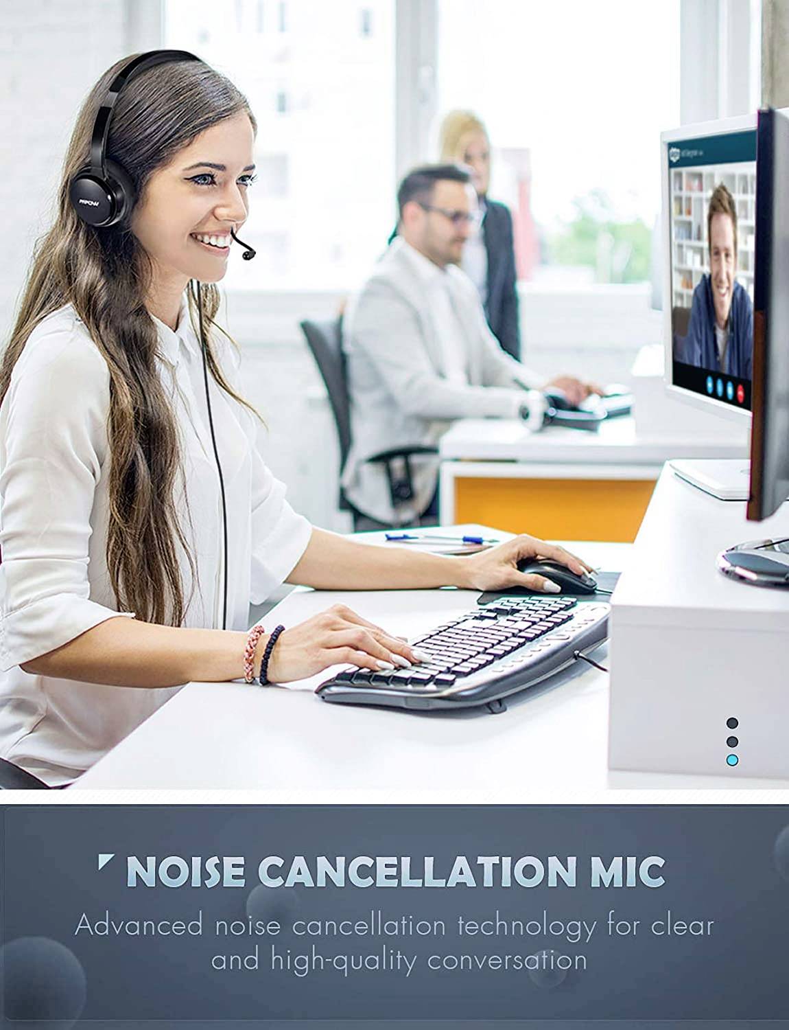 Mipow 071 PC On-ear headset Corded (1075100) Stereo White Microphone noise cancelling Volume control, Microphone mute-5