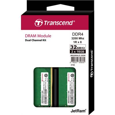 Transcend JetRAM PC RAM kit DDR4 32 GB 2 x 16 GB 3200 MHz 288-pin DIMM  JM3200HLE-32GK