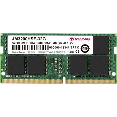 Transcend JetRAM Laptop RAM card   DDR4 32 GB 1 x 32 GB  3200 MHz 260-pin SO-DIMM  JM3200HSE-32G