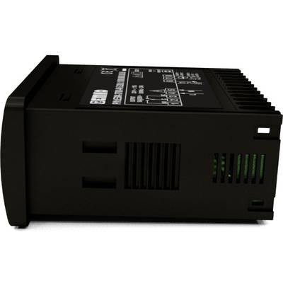 A black electronic device with LED displays and labels on the top surface, likely a technical measuring instrument.