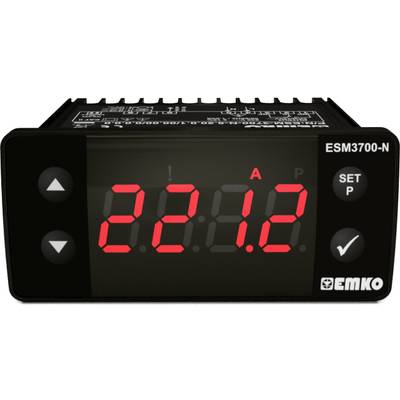 'Digital temperature display with red LED display showing 22.1 degrees Celsius. Model number ESM3700-N with brand logo bottom right.'