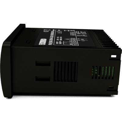 Black electronic device with ventilation slots and labelling. It appears to be a technical module or control unit.
