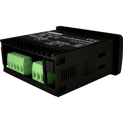 A black electronic measuring device with green sockets on the front panel, used for monitoring electrical systems.