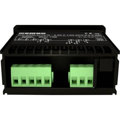 A black electronic device with green connection terminals, likely an industrial or automation component.