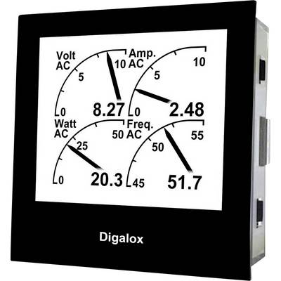 Digital display with four scales shows values: Voltage 8.27 V, Current 2.48 A, Power 20.3 W, Frequency 51.7 Hz.