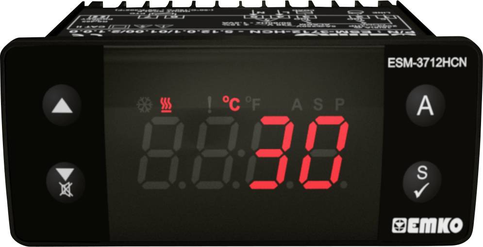 Electronic temperature controller, displaying current temperature of '30°C'. Control buttons for adjustment on the front panel.