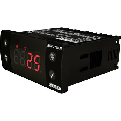 Electronic temperature controller, Model ESM-3711CN by EMKO, displays '25°C' on digital display. Compact black casing.