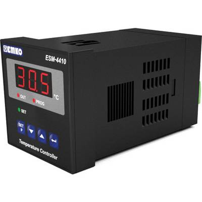 A digital temperature controller displays 30.5°C. Control elements for settings and programming are present. Brand name 'Emko' is visible.